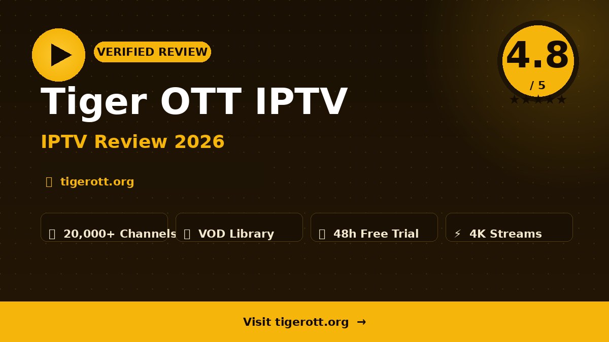 Tiger OTT IPTV Review 2026